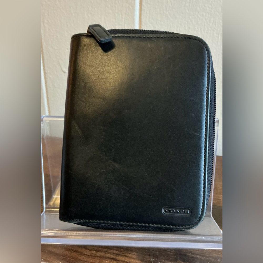 Rare Vintage Zip Around Black PalmPilot Leather Coach Organizer Wallet Case